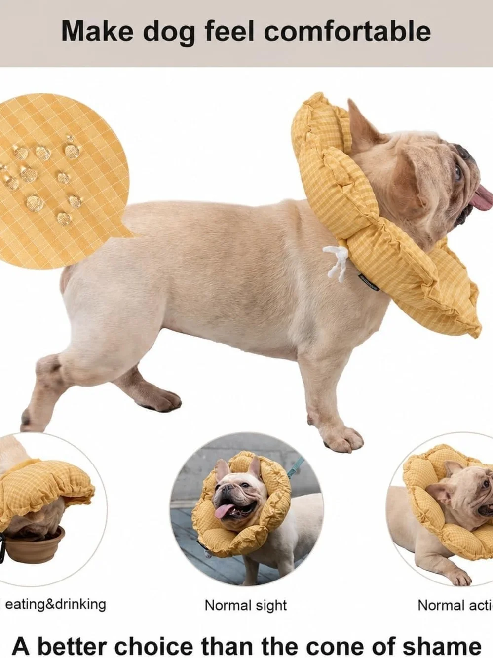 H Hidream Dog Cone Collar - XL-B, for Wide-Neck Dogs (Pugs, Bulldogs, Bullies)